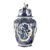 Antique white ceramic vase, decorated, Netherlands, 20th century