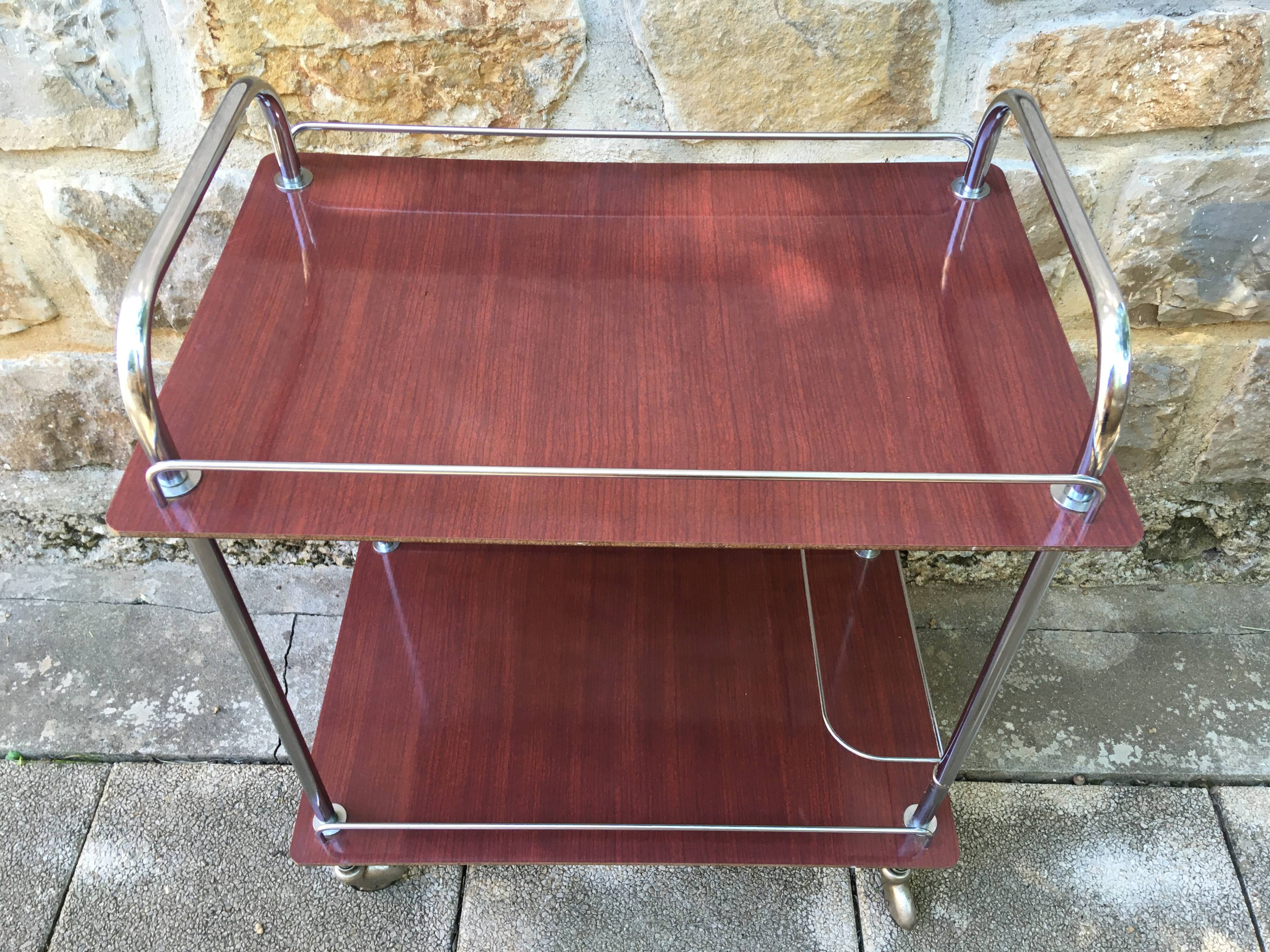Steel and formica serving trolley