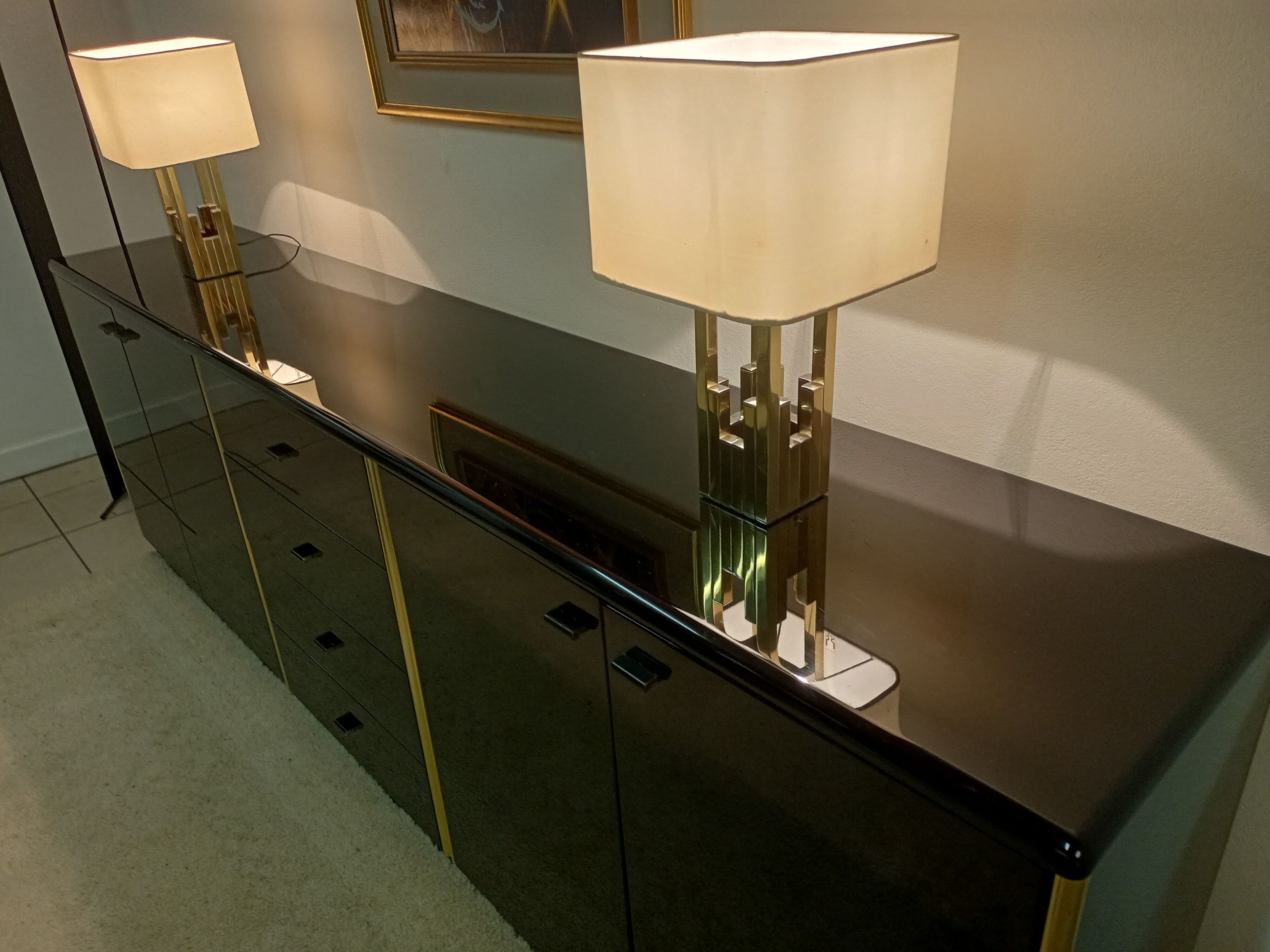 Black lacquered and brass design 70/80