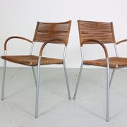 Set of 2 leather Mis B2 RVS armchairs by Tito Agnoli  for Pierantonio Bonacina