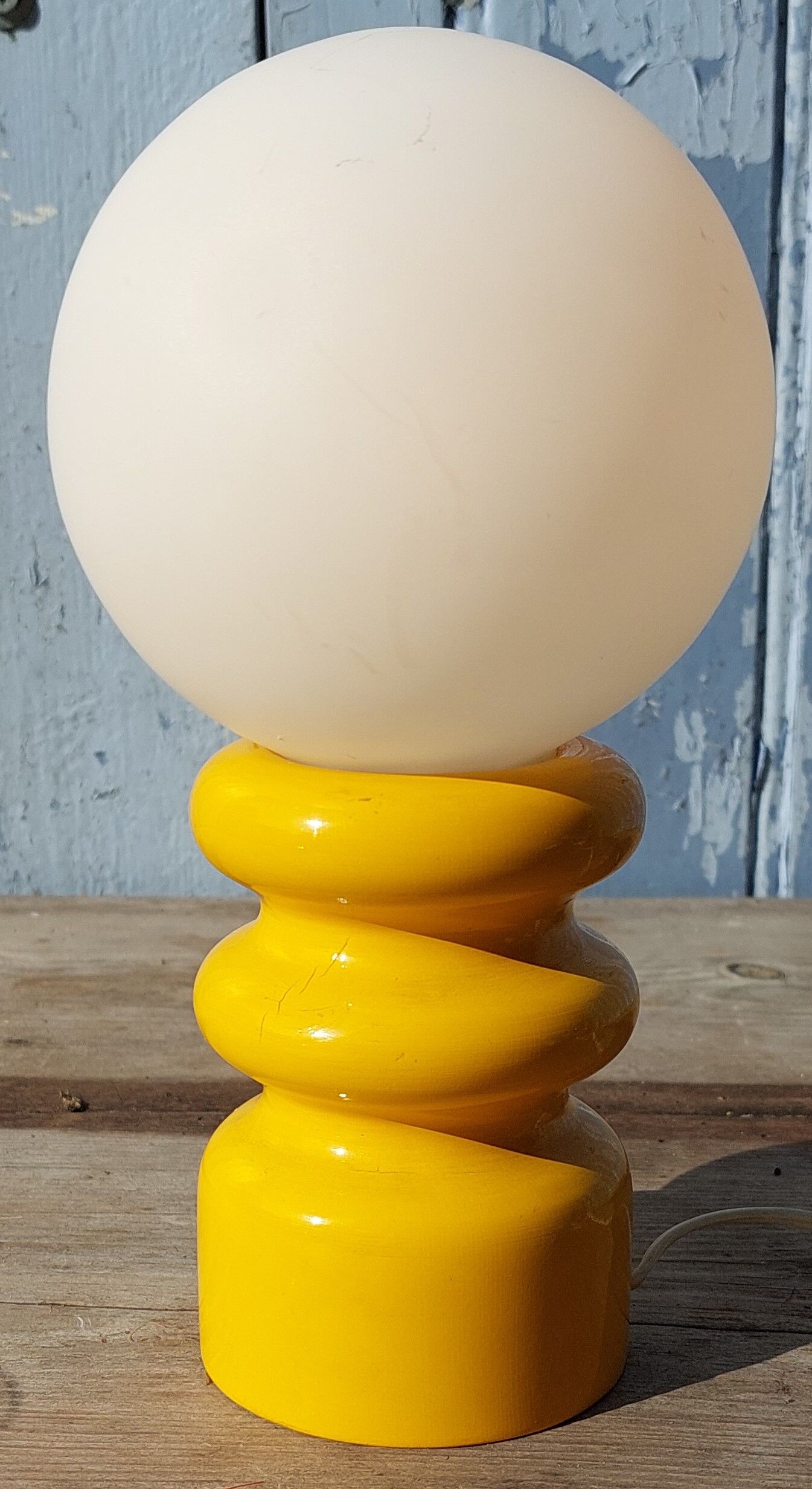Yellow wooden lamp 70s