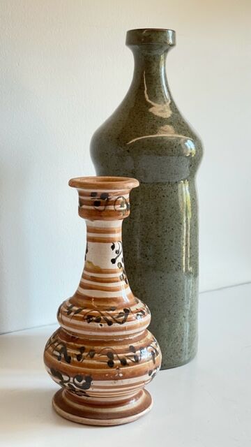 Duo VASES Ceramic sandstone Vintage craft