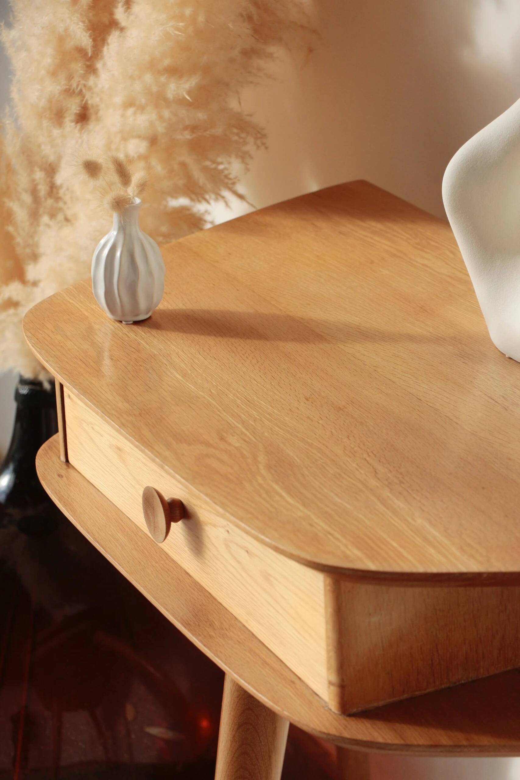 Solid oak tripod console table – vintage & restored