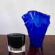 Vintage dark navy blue artistic vase from the mid-20th century.