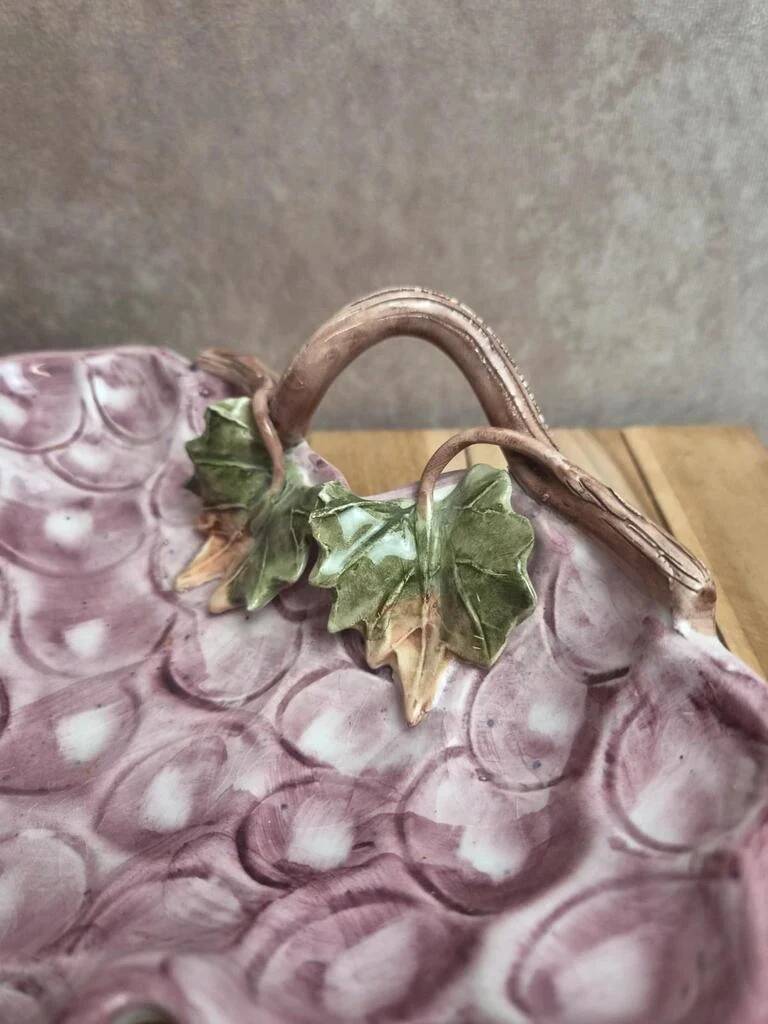 Vintage Italian barbotine grape plate – G.b.c. Made in Italy