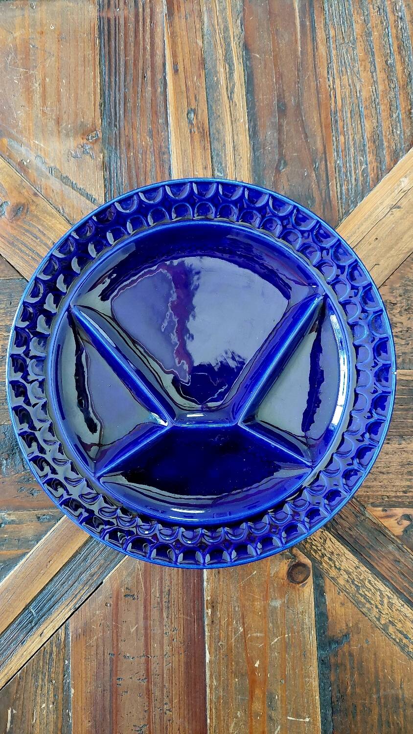 Set of 6 Sarreguemines plates for Burgundy fondue