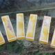 Knife holder/rest covered in glazed ceramic Vintage 70s yellow/brown