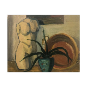 Tableau peinture XXe atelier sculpture