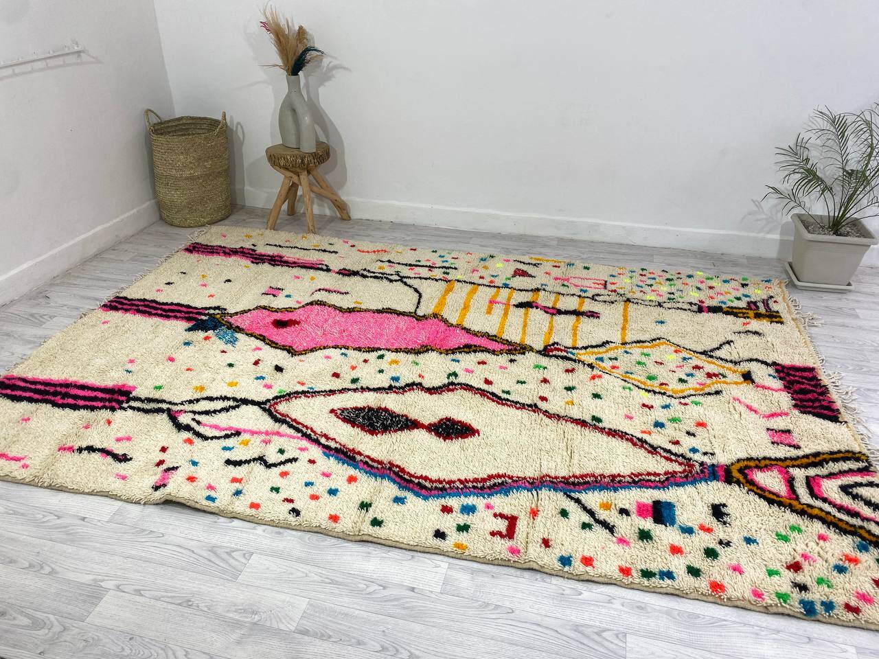 Colorful handmade wool Berber rug 320 X 180 CM