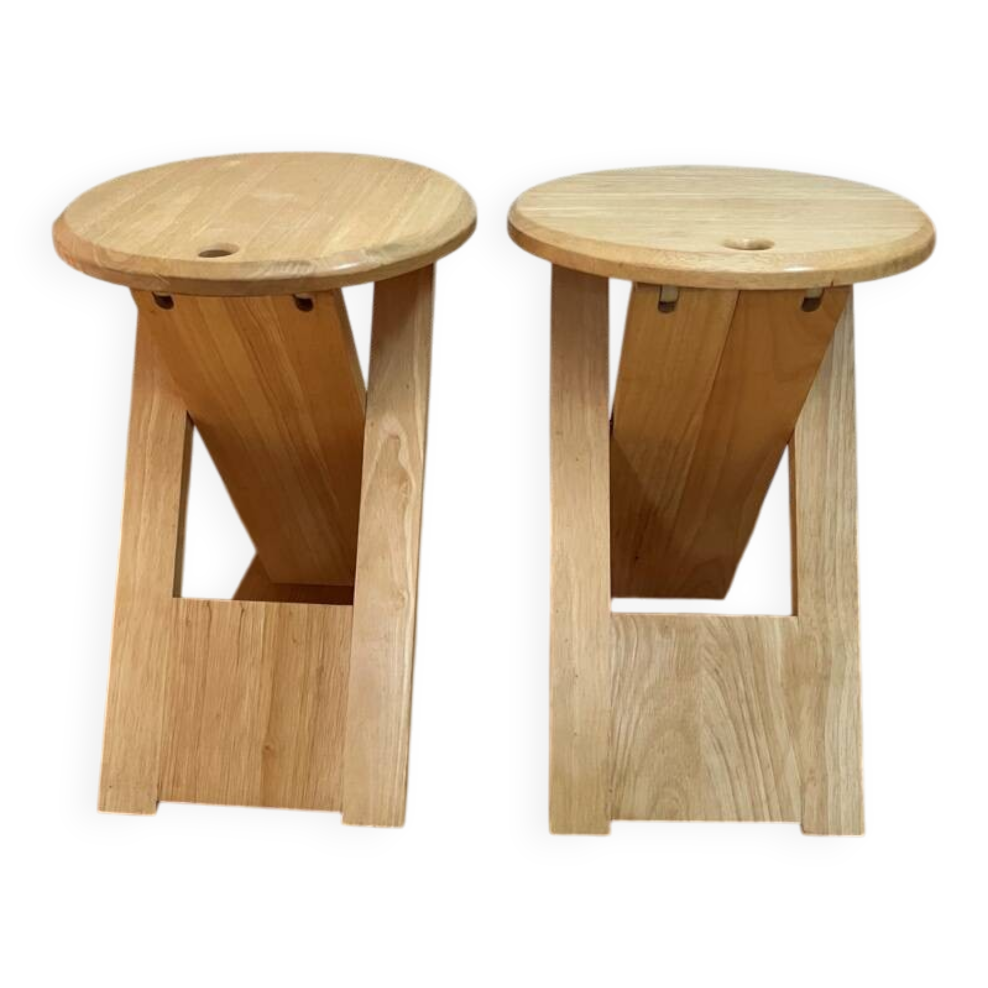 Pair of Folding Wooden Stools by Adrian Reed, France, 1970