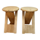 Paire de tabourets Pliants en Bois par Adrian Reed, France, 1970