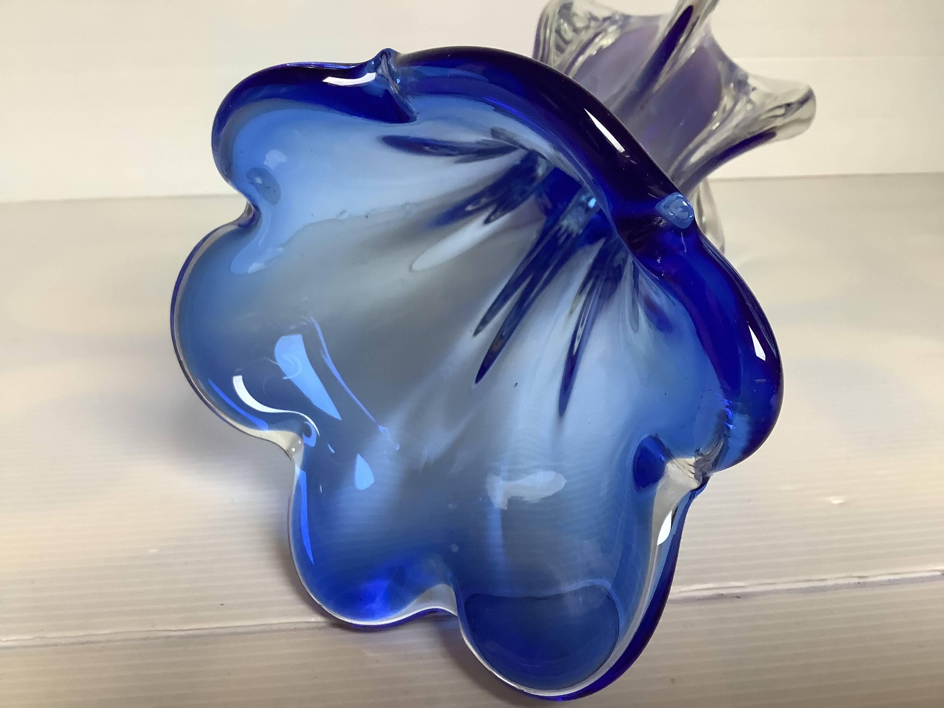 Murano blue corolla vase