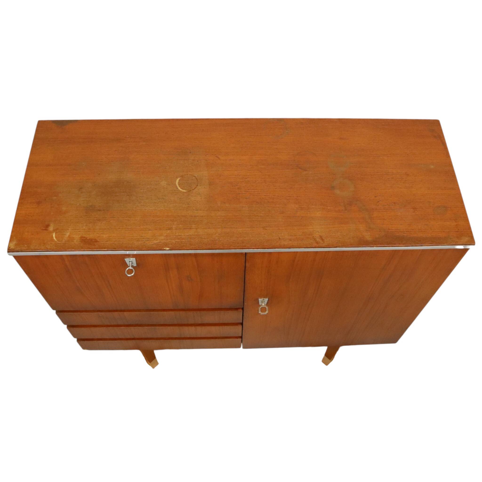 Meuble bar, buffet en placage de teck, années 1960