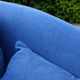 Grande méridienne vintage bleu cobalt en tissu et bois – chaise longue 190
