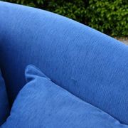 Large vintage cobalt blue chaise longue in fabric and wood – long chair 190