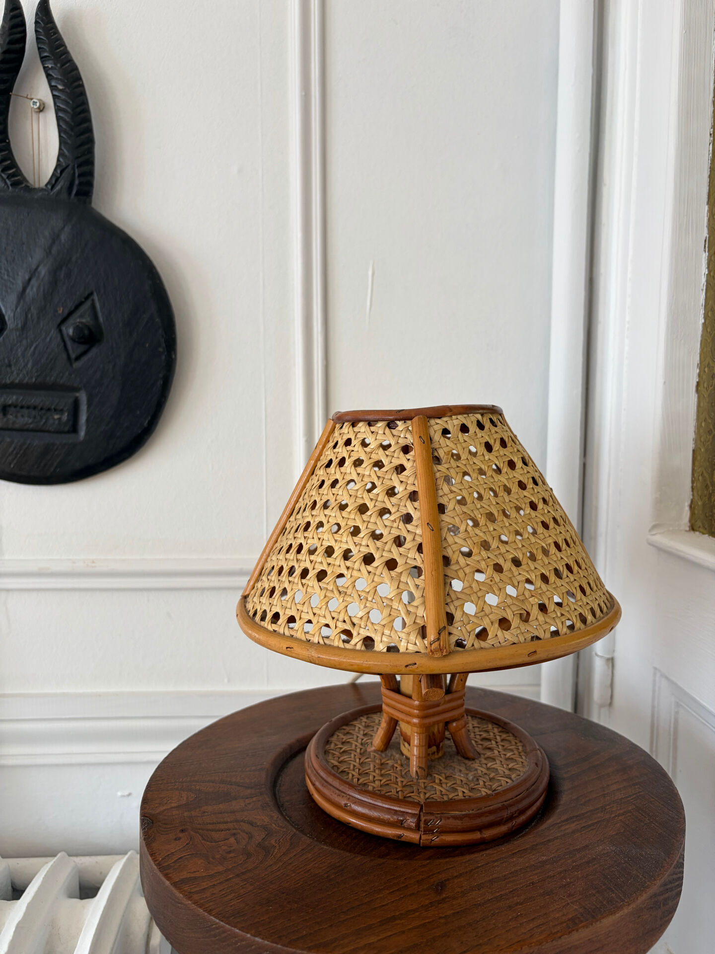 Vintage rattan caned lamp