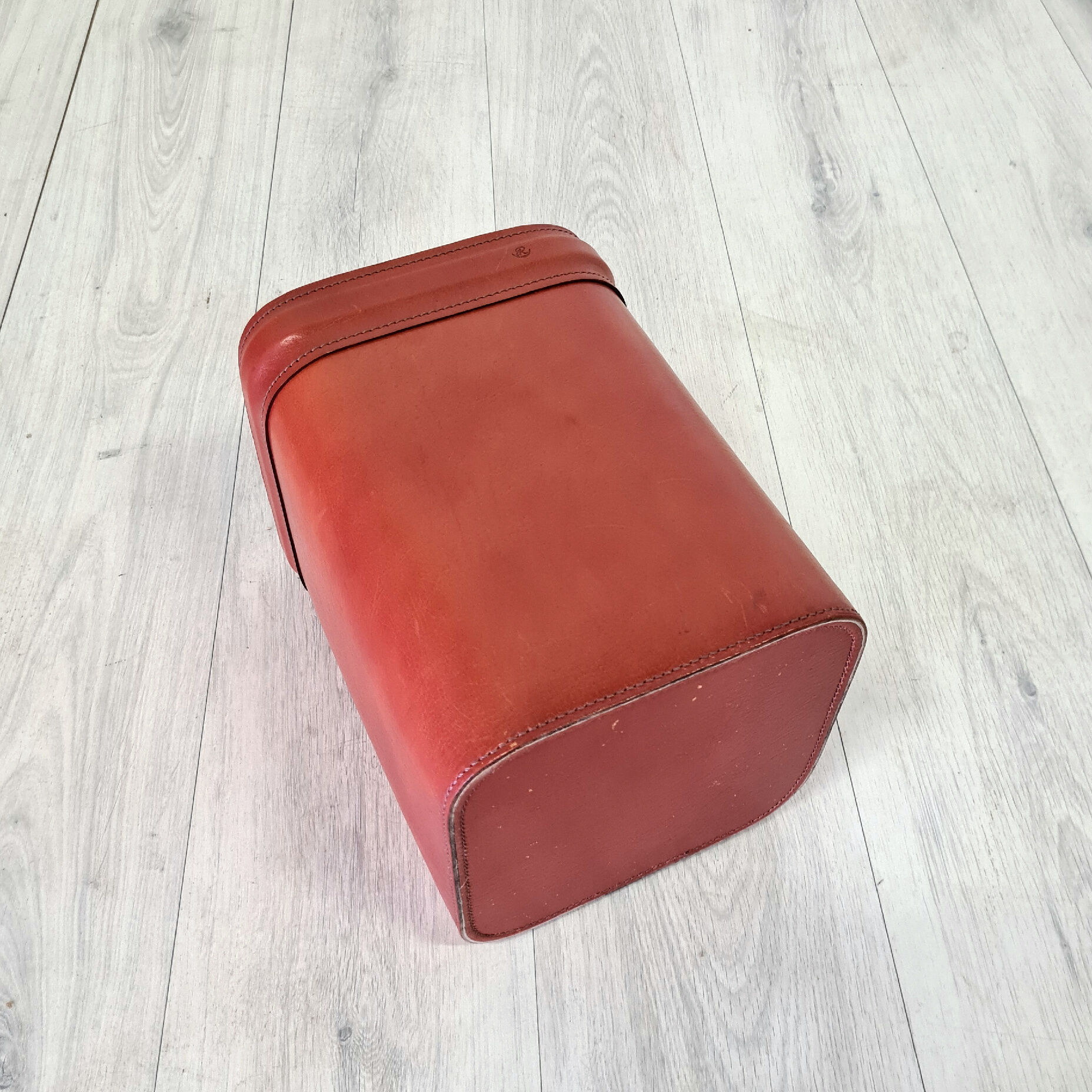 Stitched leather waste paper basket, 1960s