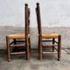 Pair of vintage Brutalist chairs made of wood and straw