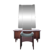 Vintage 70s dressing table with triptych mirror and matching bench.
