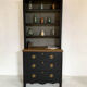 Antique black painted pine bookcase