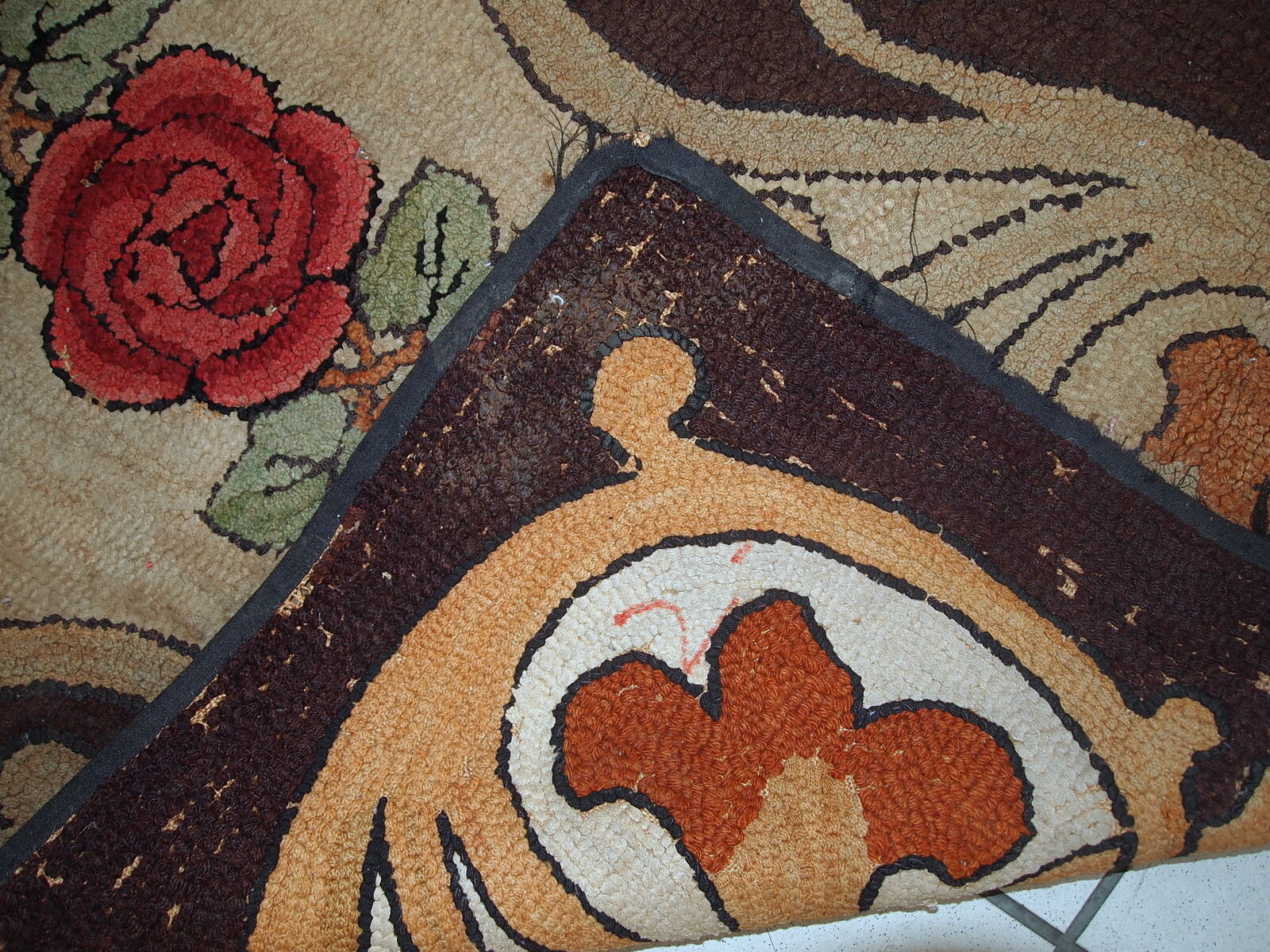 Carpet former American hooke made hand 76x130cm 1900