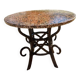 Vintage rattan table with reconstituted cement and stone top