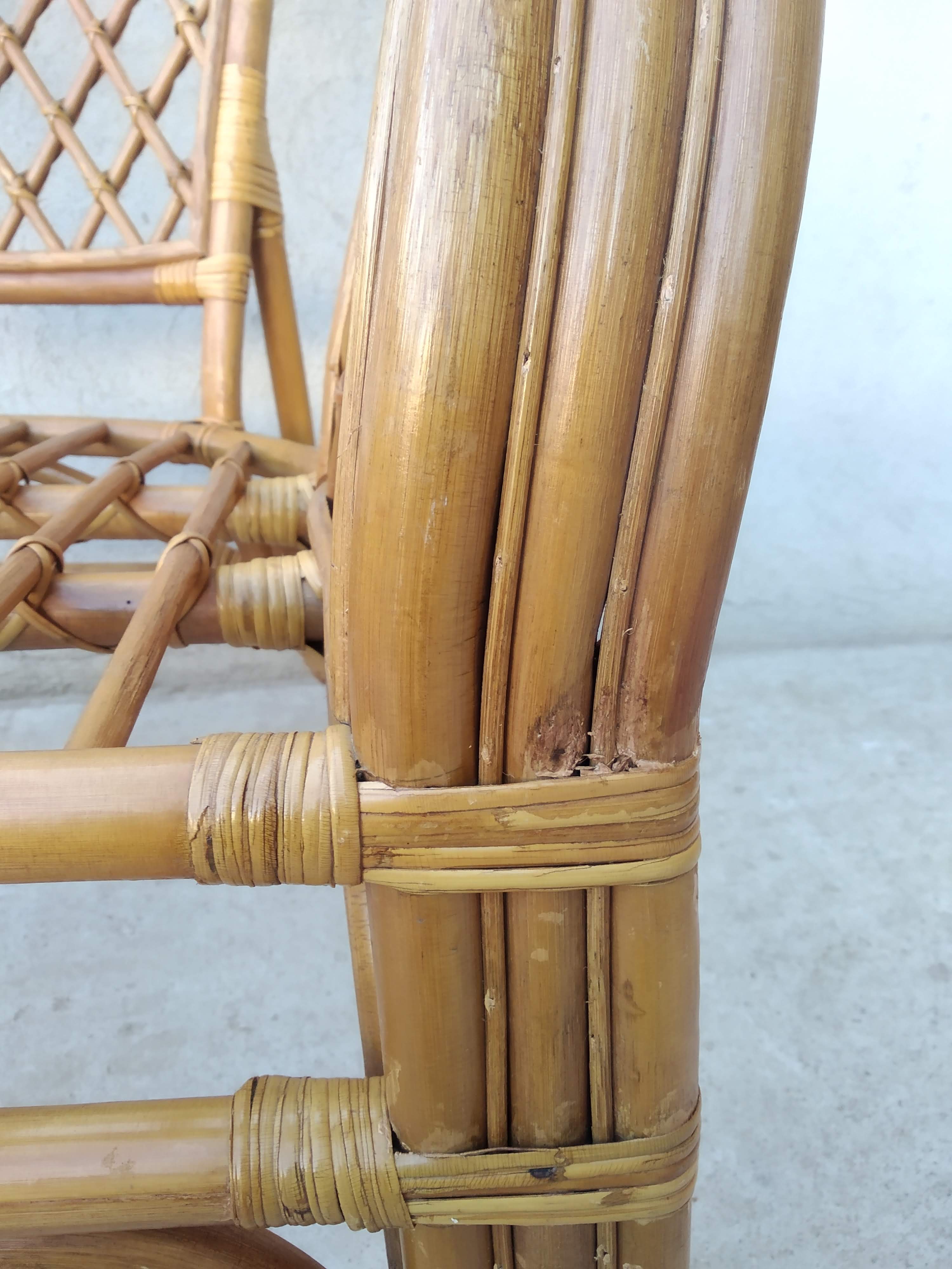 Pair of vintage rattan armchairs