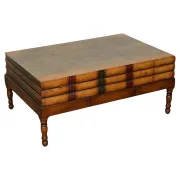 Vintage Coffee Table in Faux Leather with Internal Storage for Books