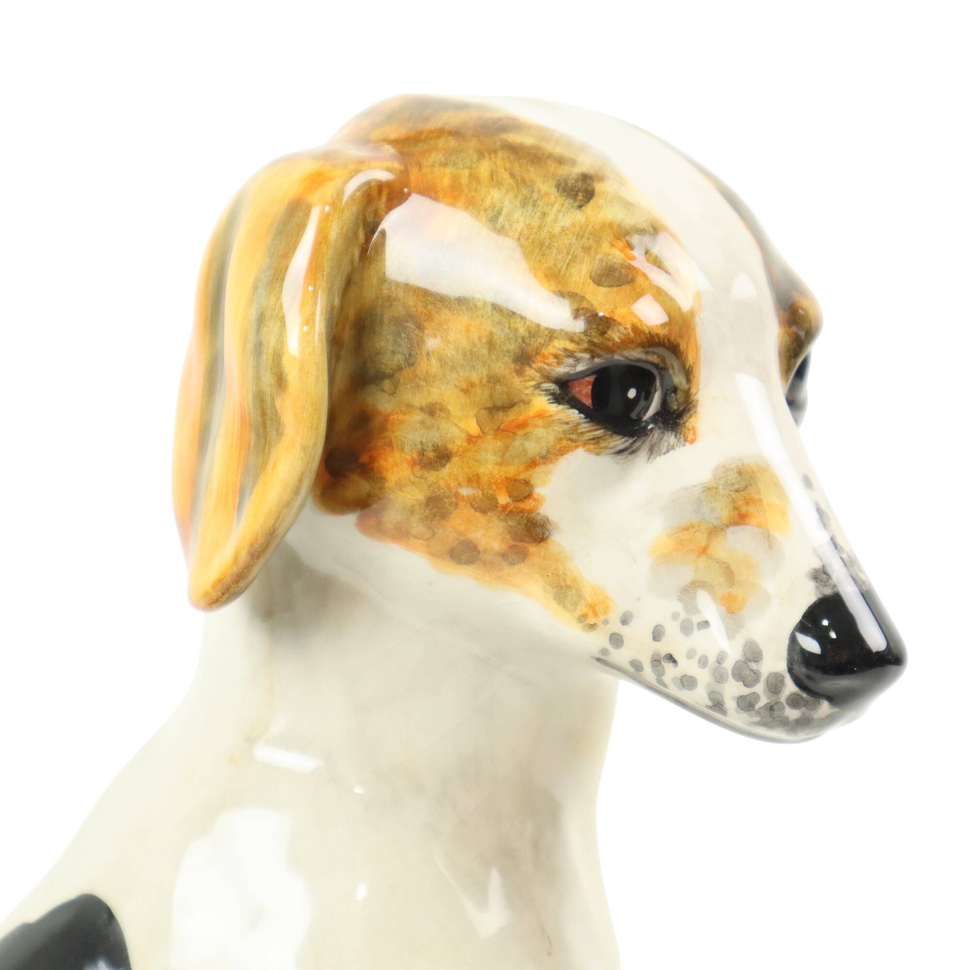 Statue de Chien Vintage Sculpture Craquelé Céramique Italie 31cm