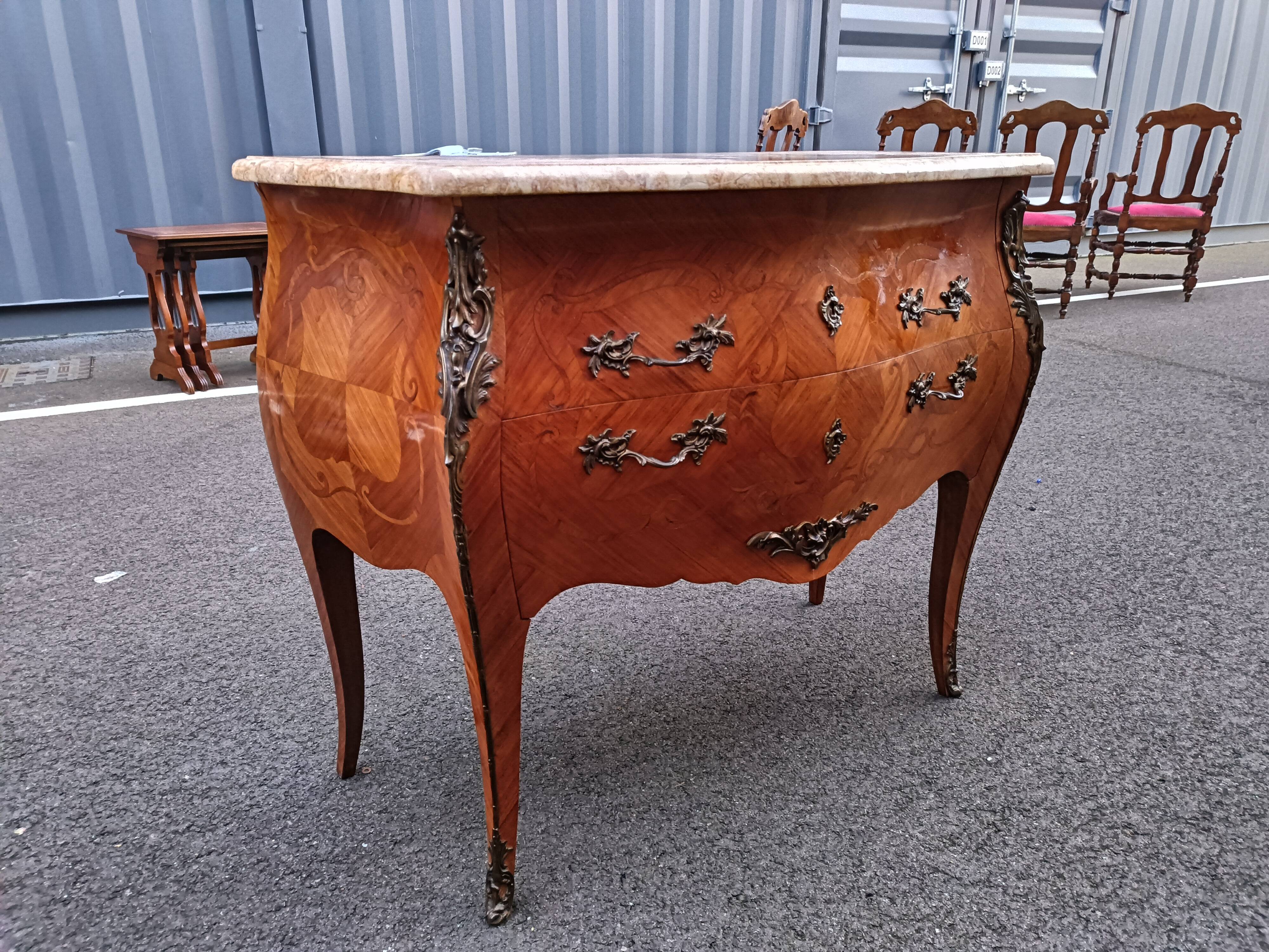 Chest of drawers marquetry marble top