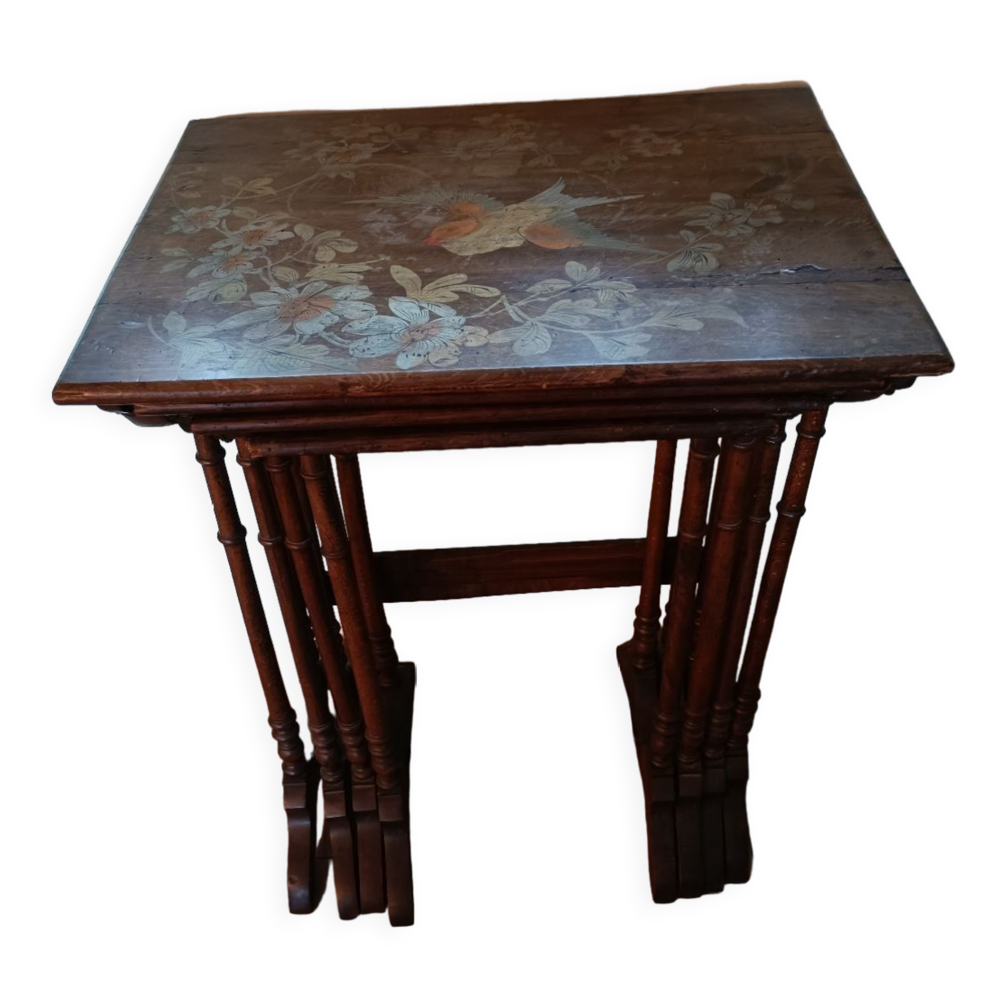 4 nesting tables painted decoration