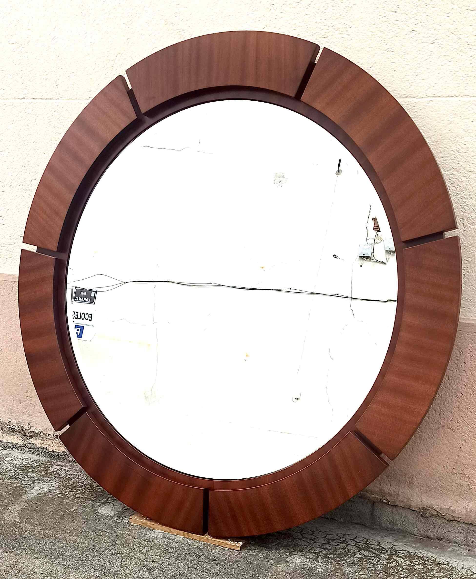 Large round mirror mahogany end 60 diameter 106.7 cm