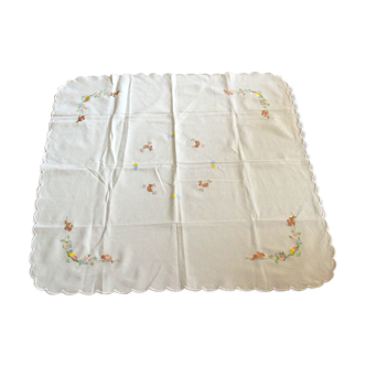 cotton tablecloth embroidered with easter motifs, 80 x 80 cm