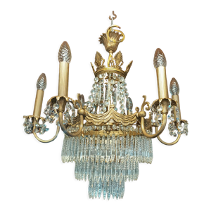 Lustre pampilles cristal bronze