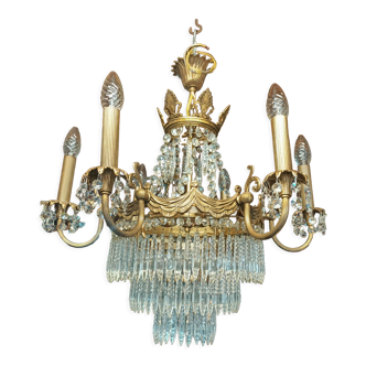 Lustre pampilles cristal bronze