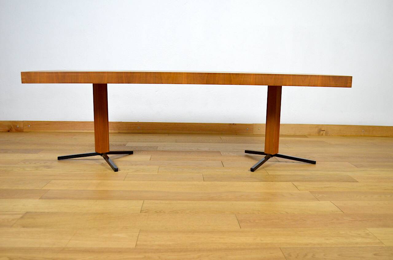 Grande Table Basse Vintage en Bois & Métal 1960