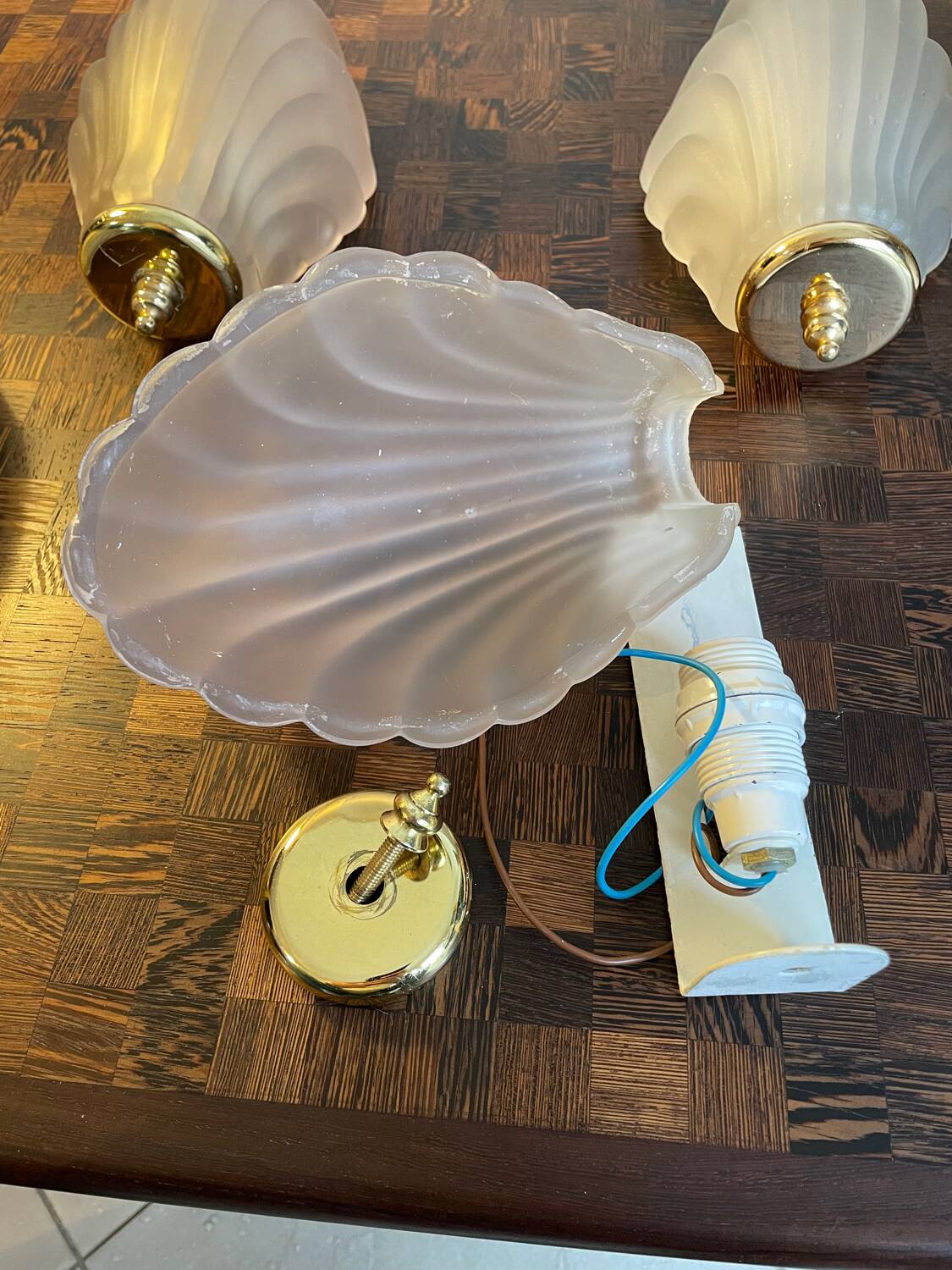 Art Deco shell wall sconces