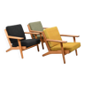 Set of 3 Hans Wegner GE-290 Easychairs 1950s