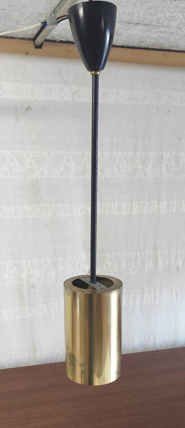 Modernist design pendant light in metal and brass - 50s/60s