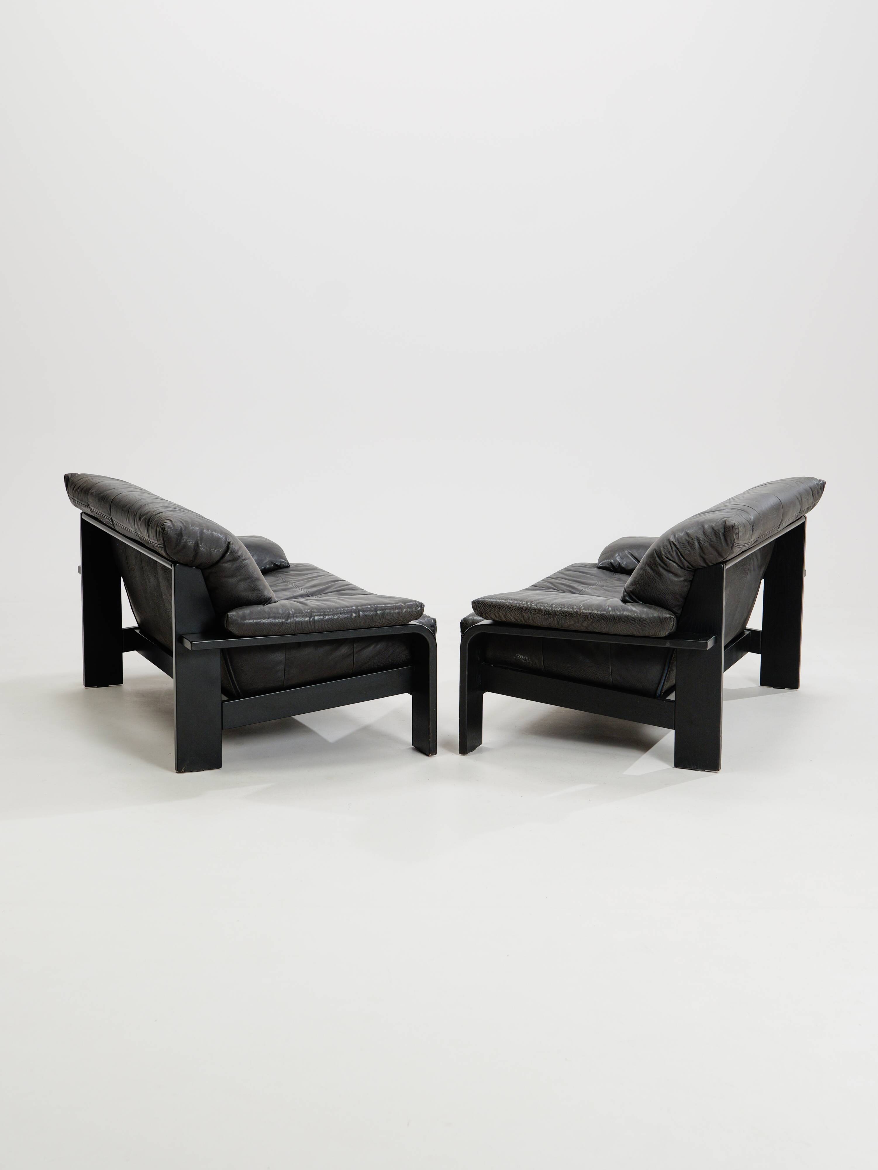 Postmodern German brutalist lounge sofa by Rolf Benz for Musterring, 1990s, set of 2