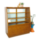Vintage fineer toonbank, winkel vitrine met schuifdeuren