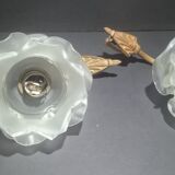 Vintage glass flower wall lamps