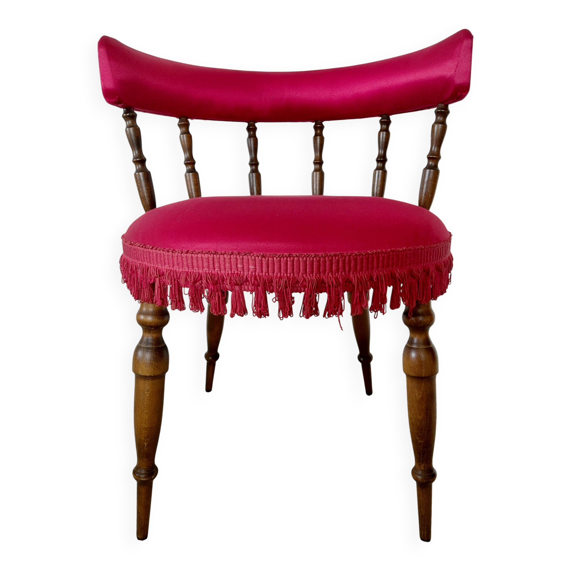 Napoleon III office chair in fuchsia velvet