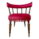 Fauteuil de bureau Napoléon III en velours fuchsia