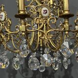 Chandelier with ceramic medallions and Swarovski crystals with 15 light points