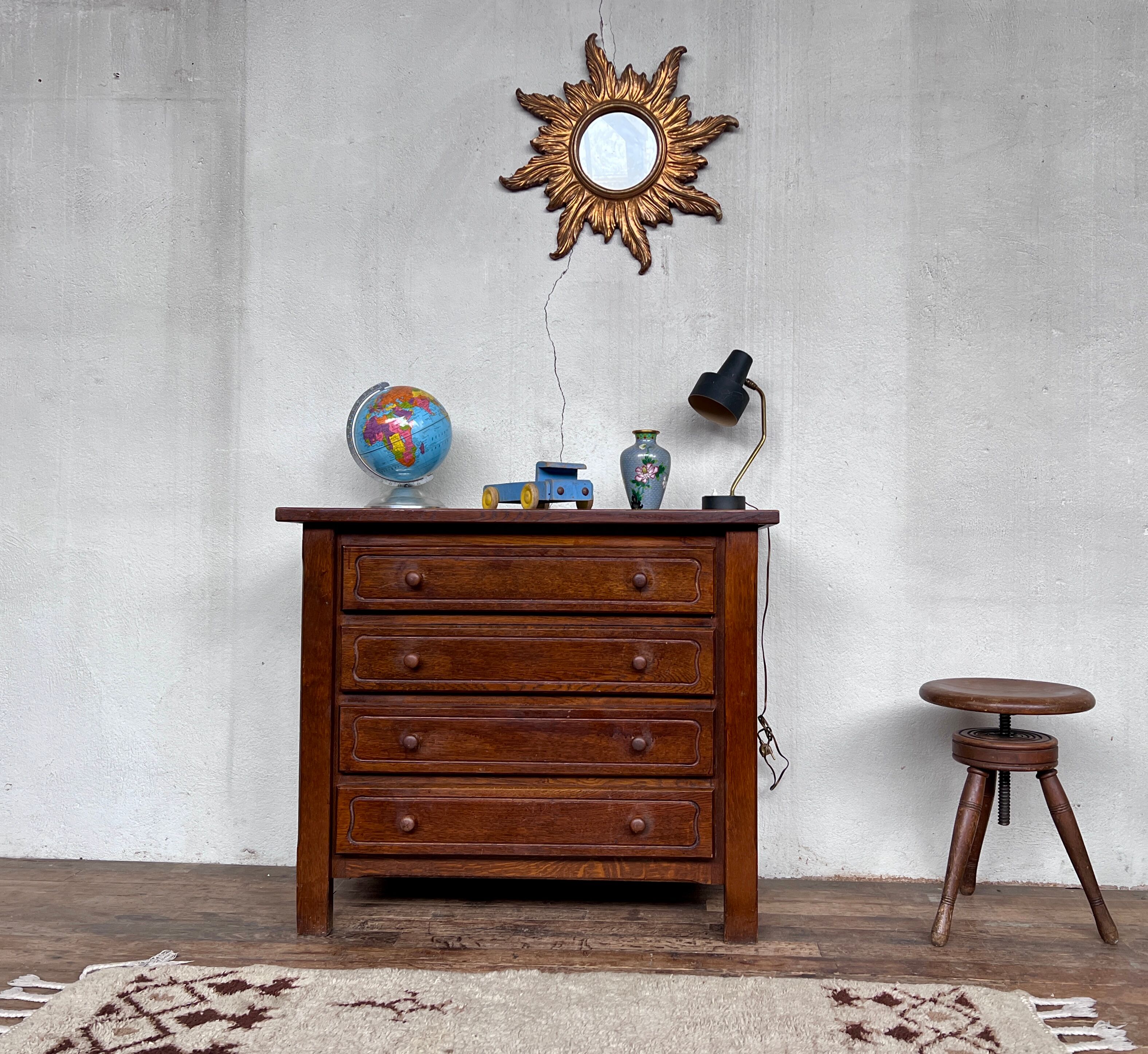 Vintage structured wood chest of drawers