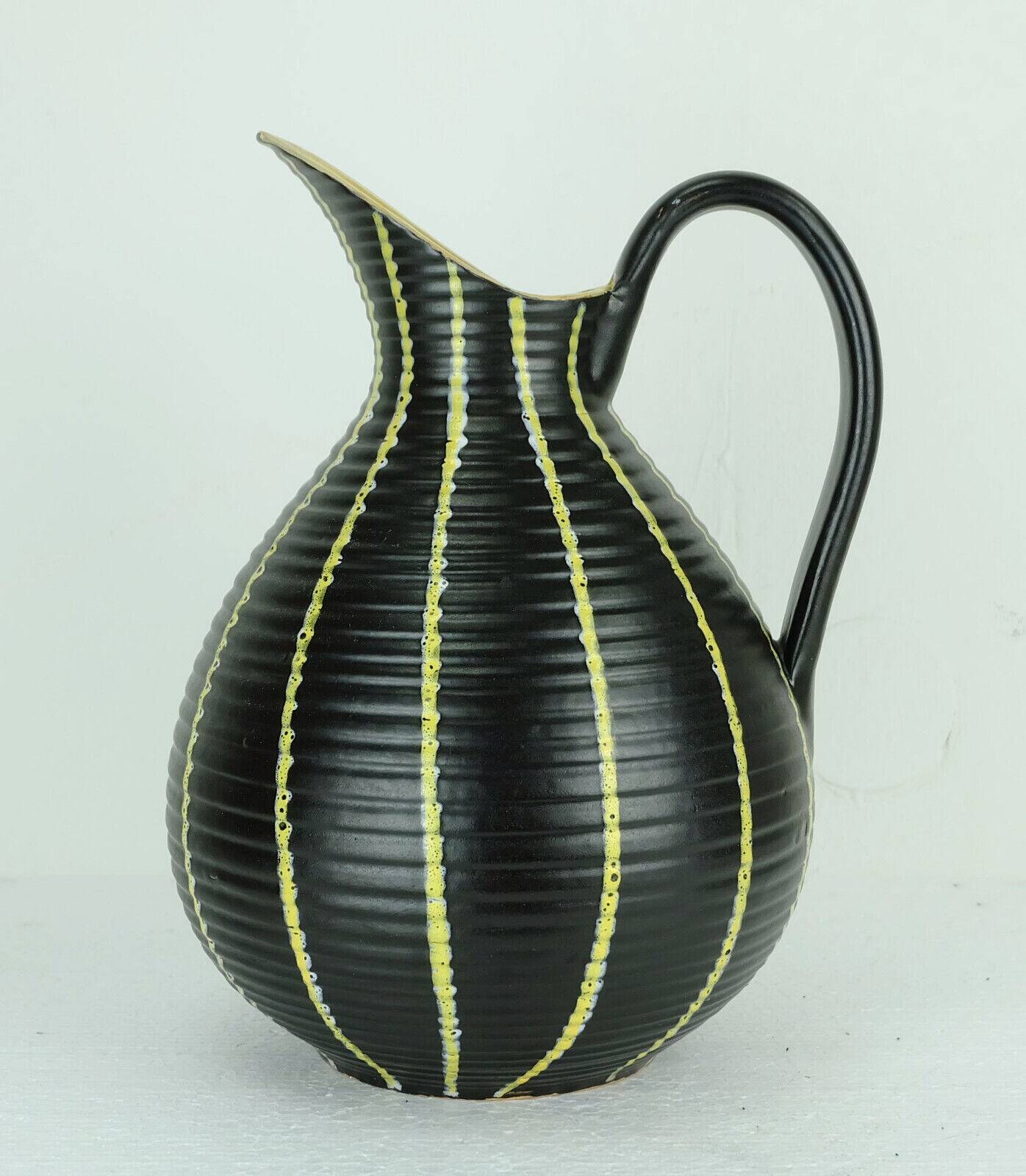 1950s mid century VASE jug model no. 106-30 yellow stripe decor