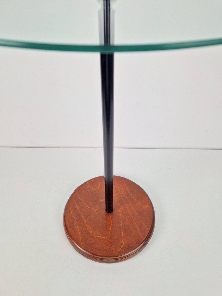 Postmodern Side Table with Ball Handle and Glass Top, 1980s