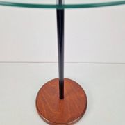 Postmodern Side Table with Ball Handle and Glass Top, 1980s