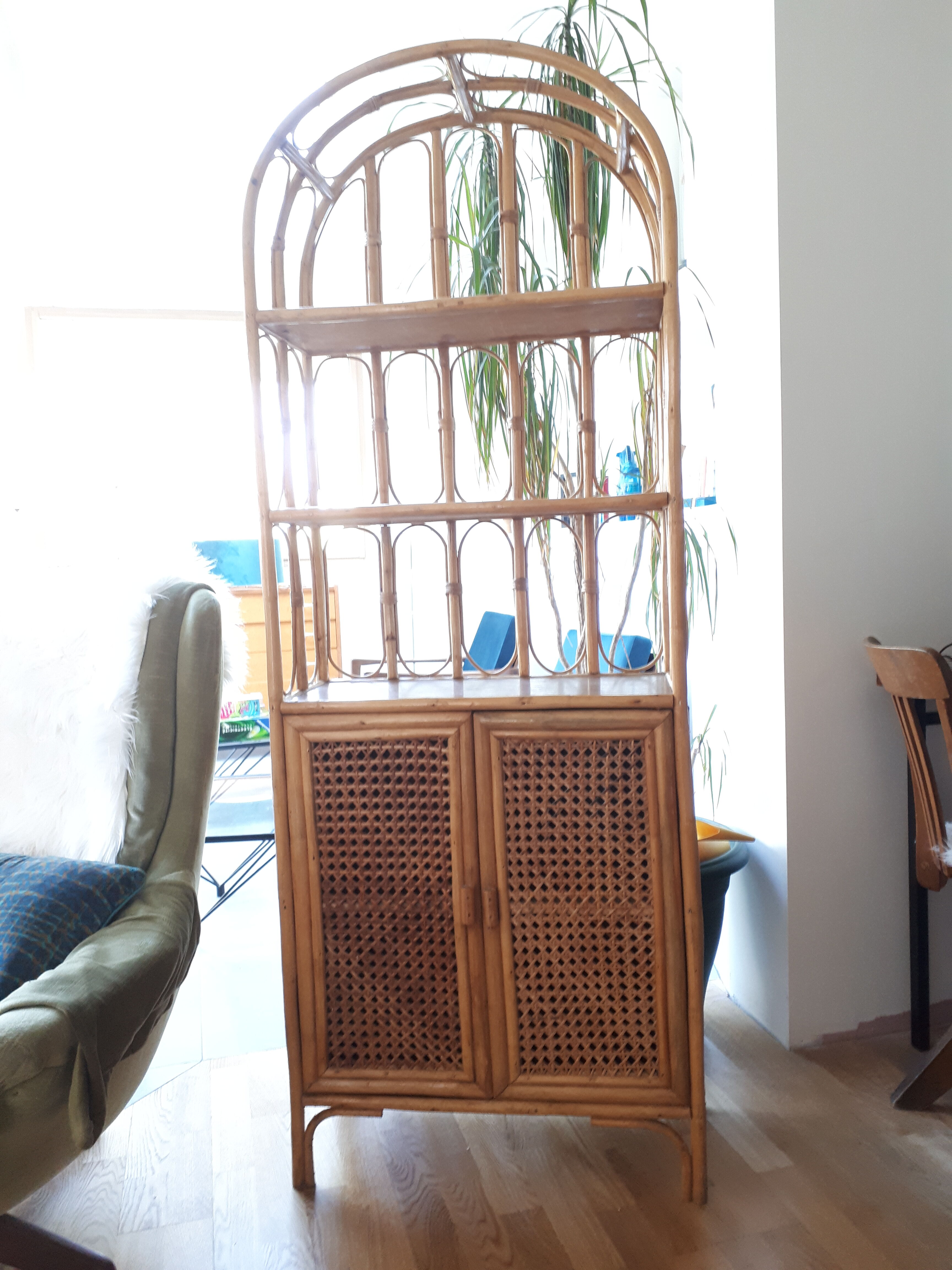 Furniture shelves rattan 60s